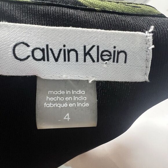 NWT CALVIN KLEIN Chiffon Midi Dress Dark Floral Fairy Grunge Woodland  Size 4 - Picture 7 of 9